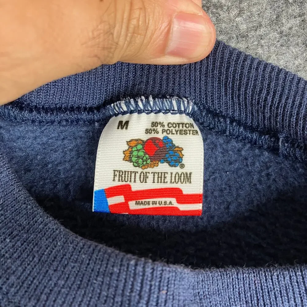 Fruit of the Loom Sweatshirt Mens M Navy Blue Graphic Mount Washington USA VTG - Picture 5 of 7